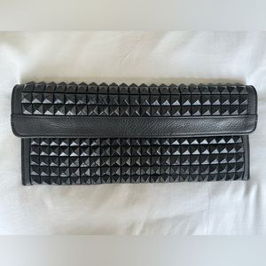 Cassandra Los Angeles Black Gladiator Studded Leather Clutch Bag